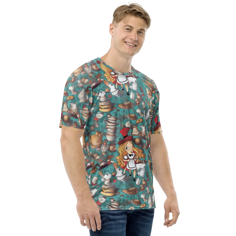 Wonderland Tea Party on Men's Crew Neck T-Shirt — Right