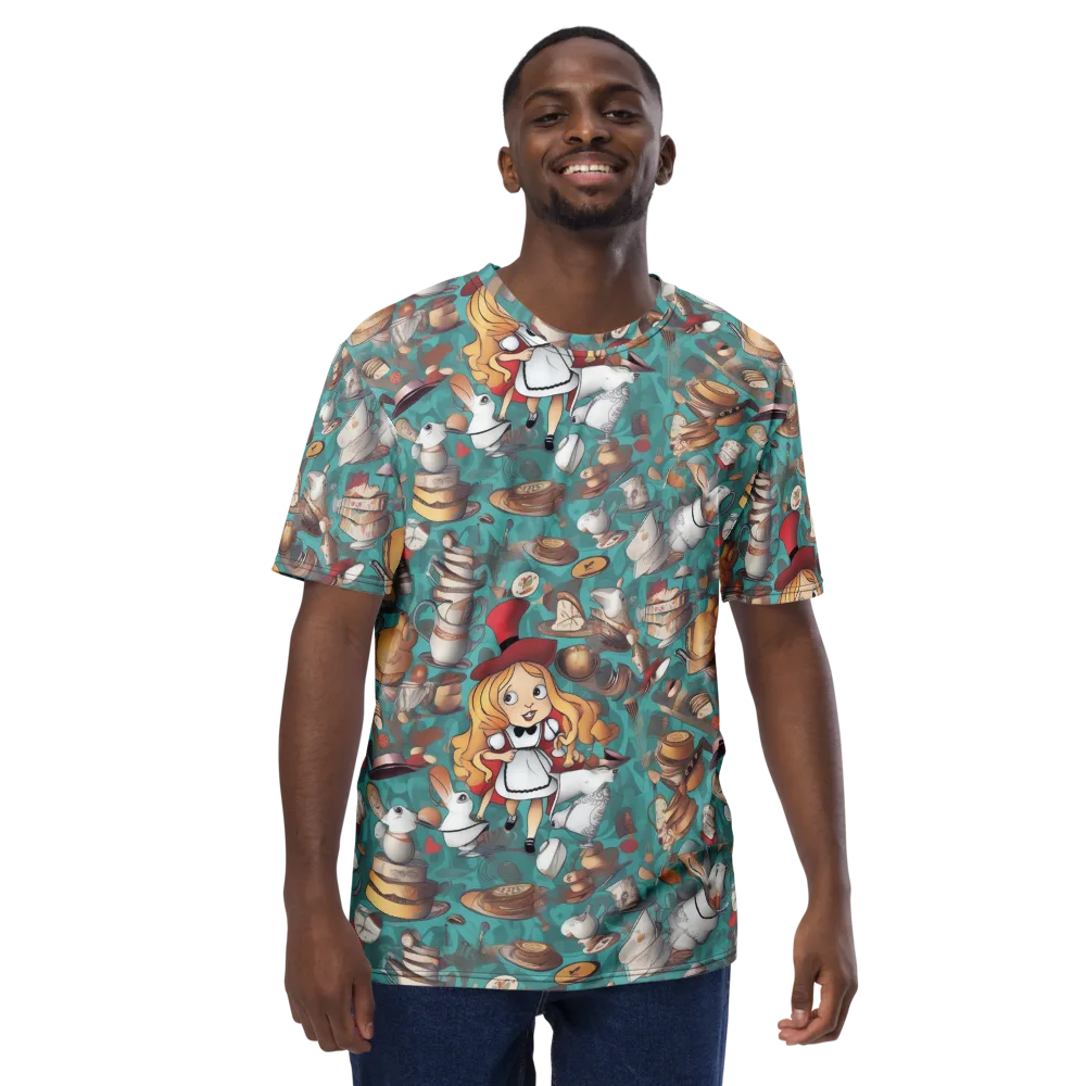 Wonderland Tea Party on Men's Crew Neck T-Shirt — Front