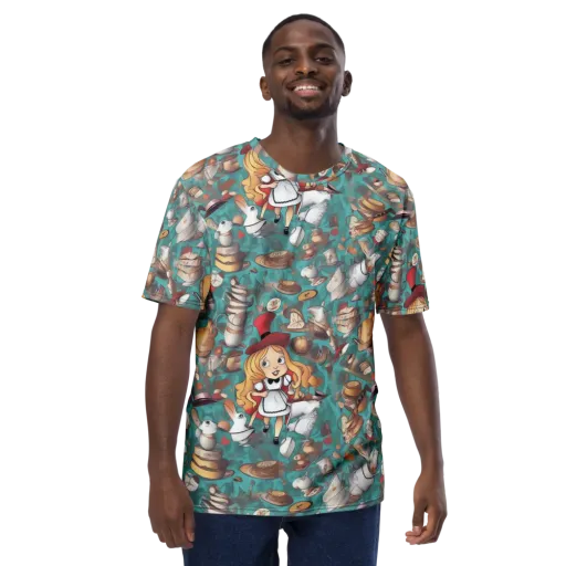 Wonderland Tea Party on a Men's Crew Neck T-Shirt
