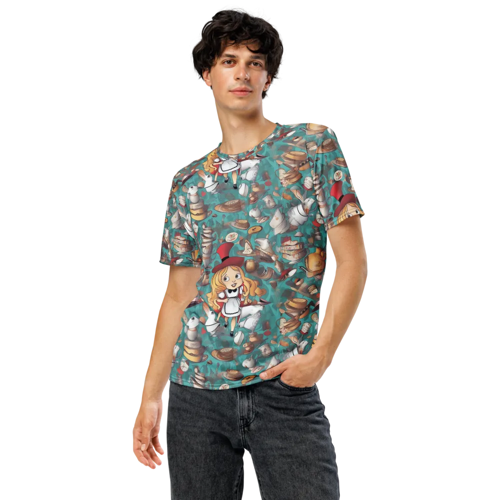 Wonderland Tea Party on Men's Crew Neck T-Shirt — Front