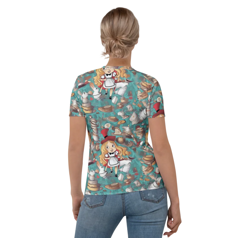 Wonderland Tea Party on Women's Crew Neck T-Shirt — Back