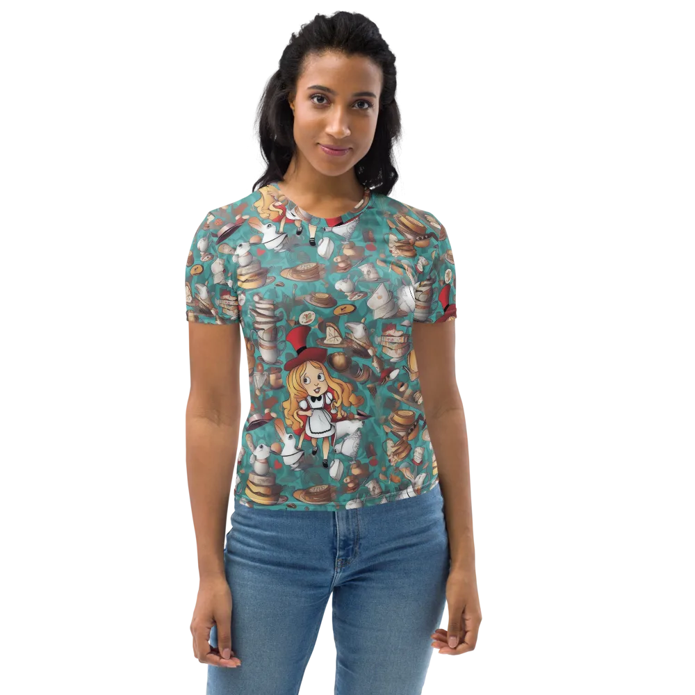 Wonderland Tea Party on Women's Crew Neck T-Shirt — Front