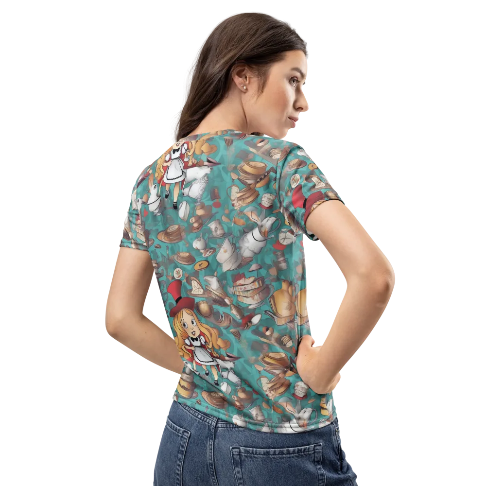 Wonderland Tea Party on Women's Crew Neck T-Shirt — Back