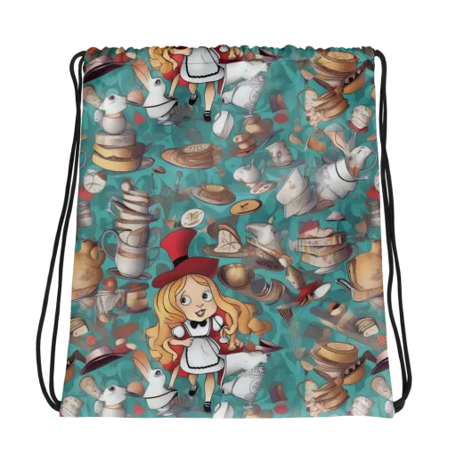 Wonderland Tea Party on a Drawstring Bag