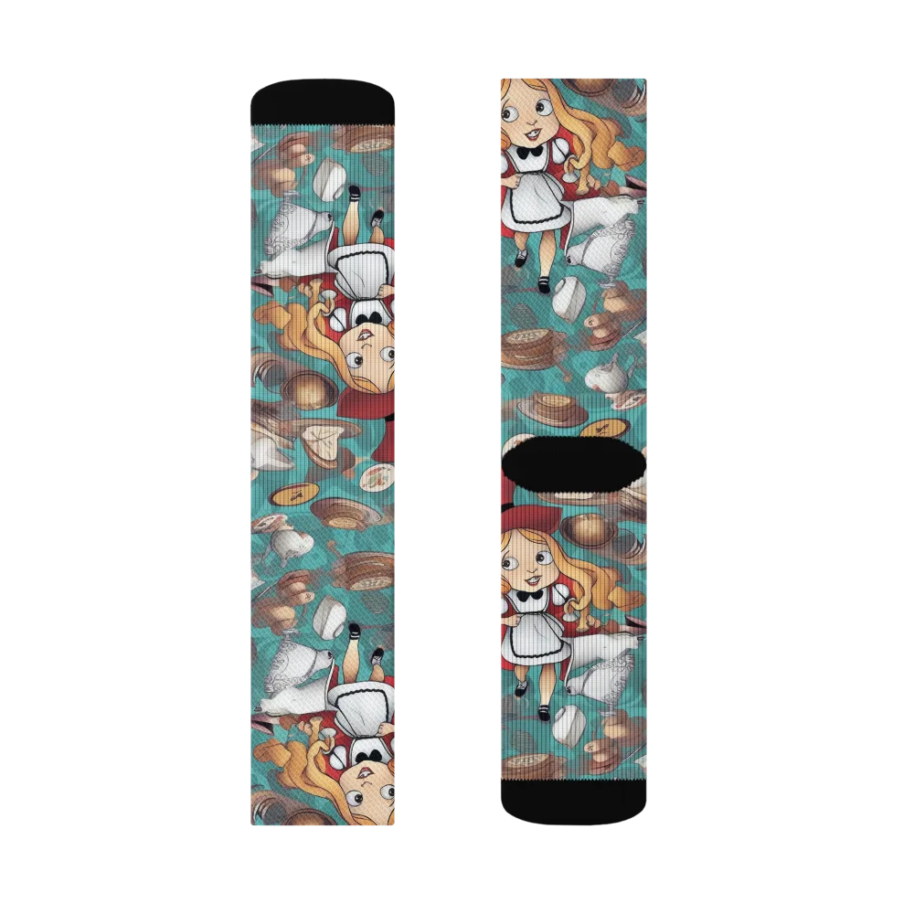 Wonderland Tea Party on Socks — Left Sock