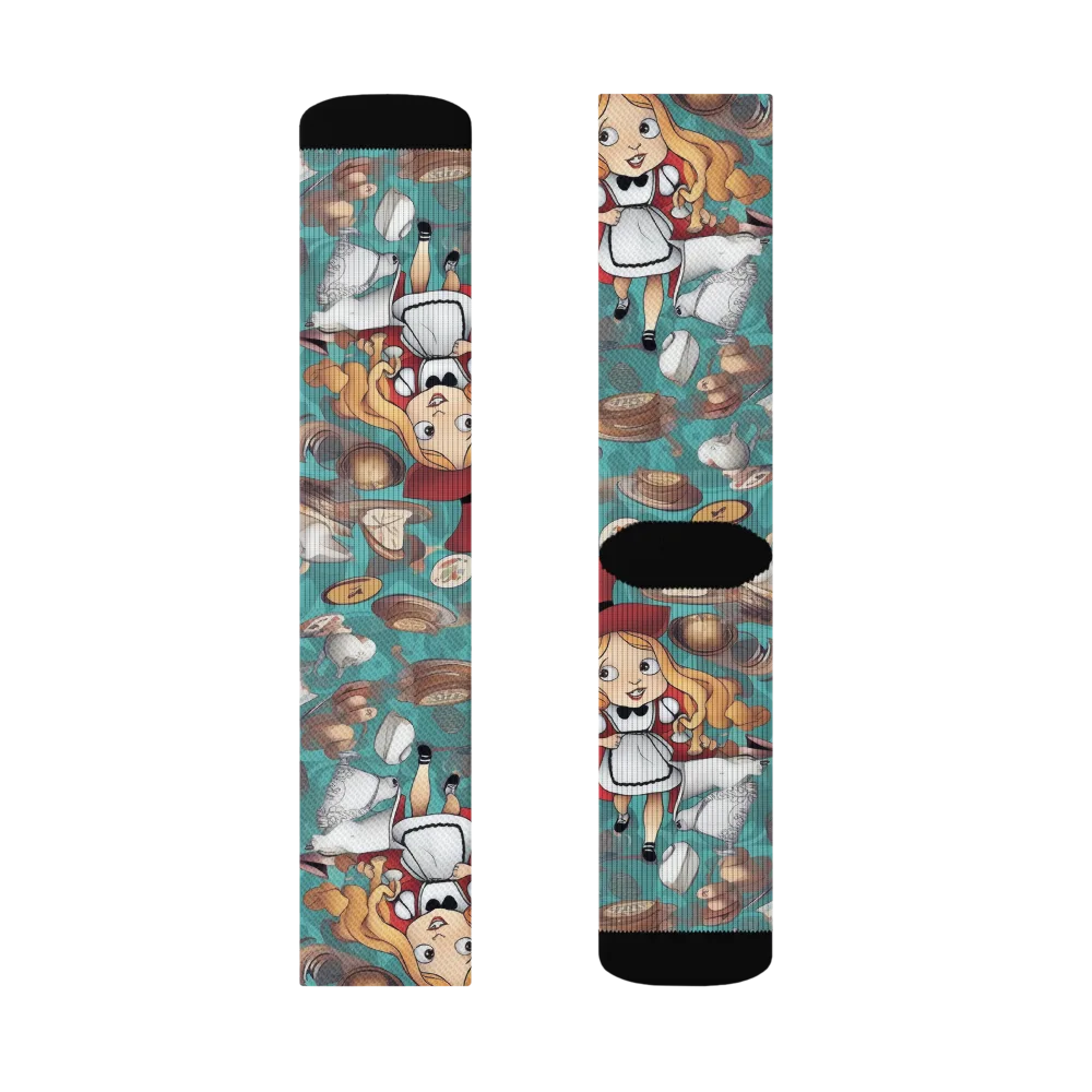 Wonderland Tea Party on Socks — Right Sock