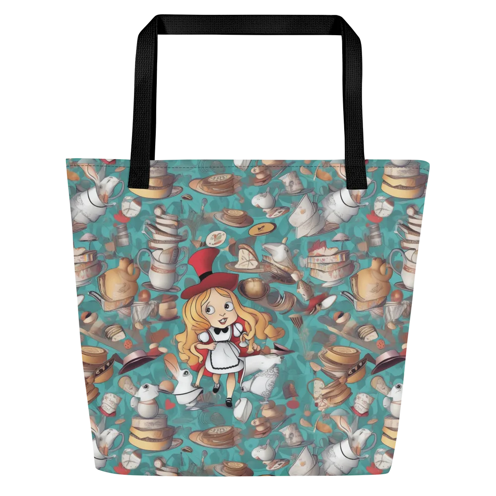 Wonderland Tea Party on Large Tote Bag W/ Pocket — Front