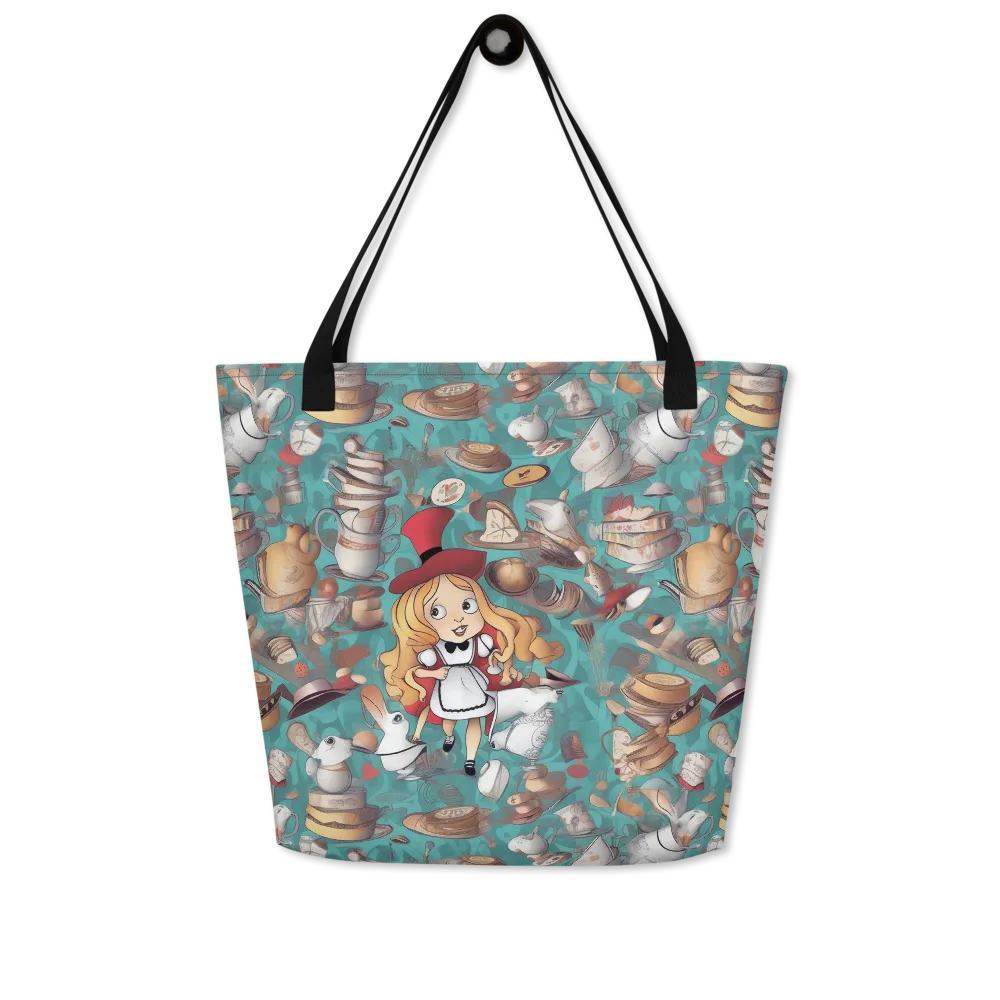 Wonderland Tea Party on Large Tote Bag W/ Pocket — Front