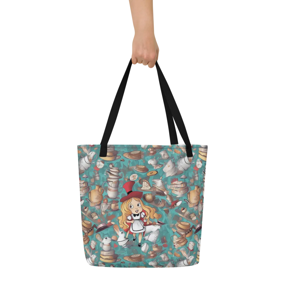 Wonderland Tea Party on Large Tote Bag W/ Pocket — Front