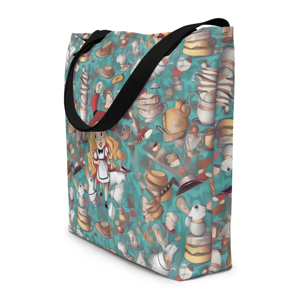 Wonderland Tea Party on Large Tote Bag W/ Pocket — Front