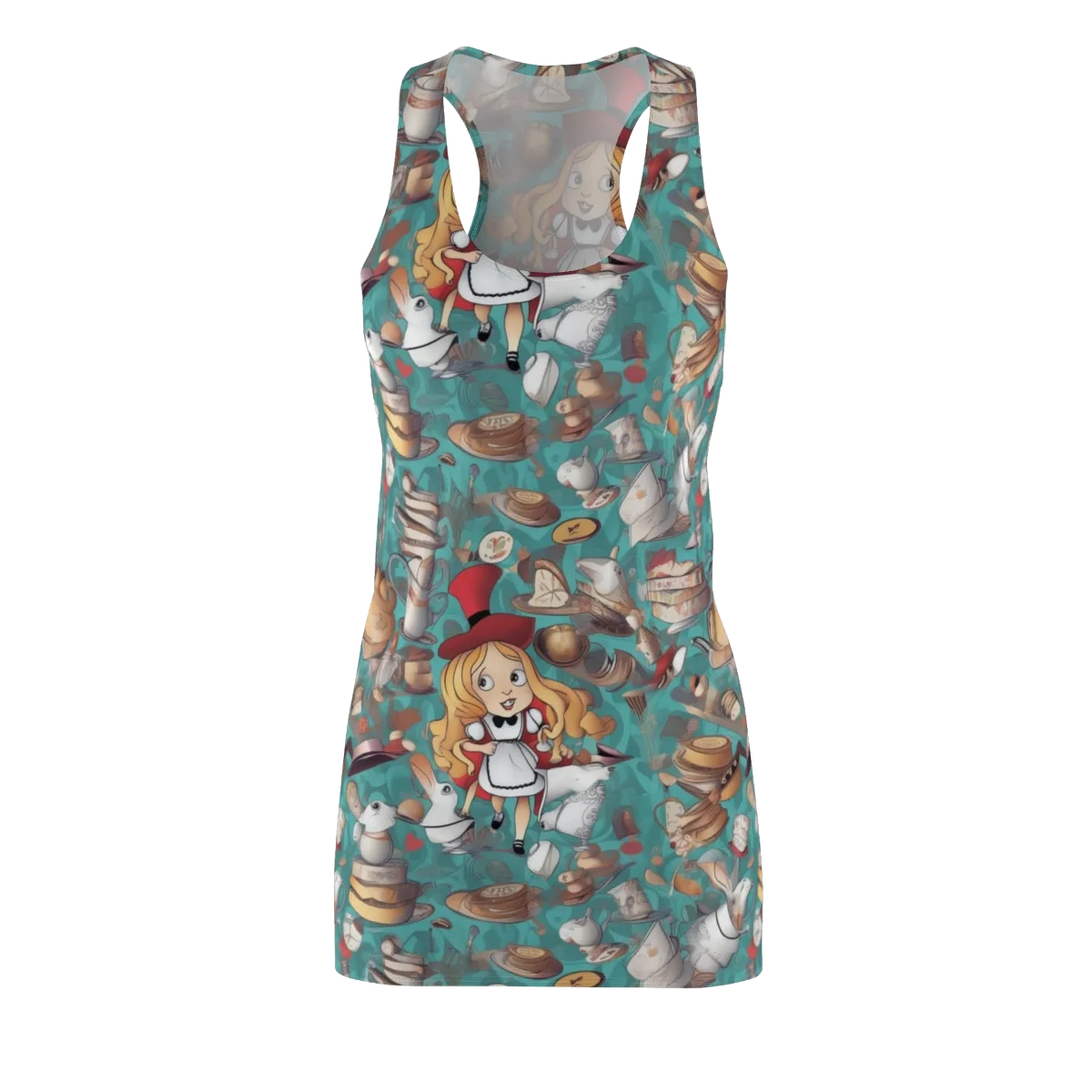 Wonderland Tea Party on Racerback Dress — Front