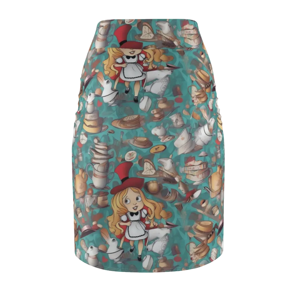 Wonderland Tea Party on Pencil Skirt — Back