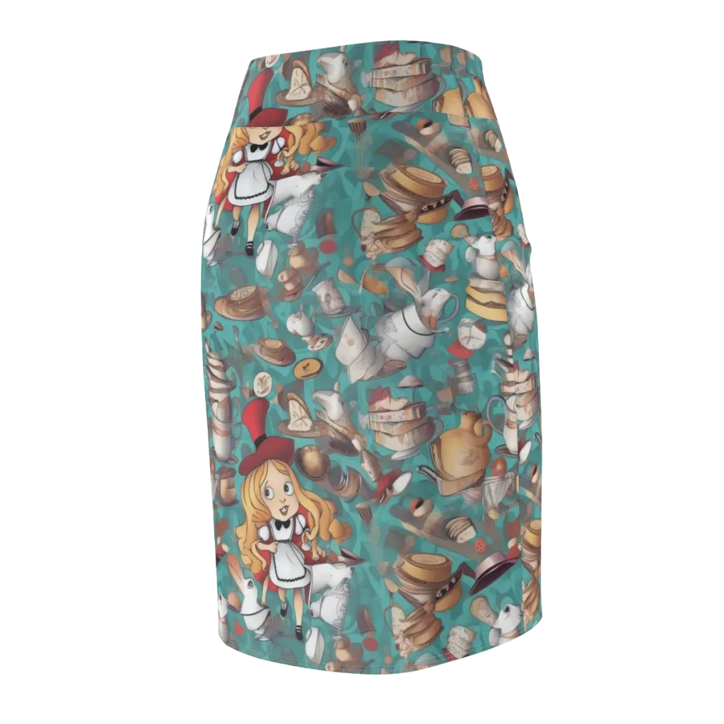 Wonderland Tea Party on Pencil Skirt — Back Side