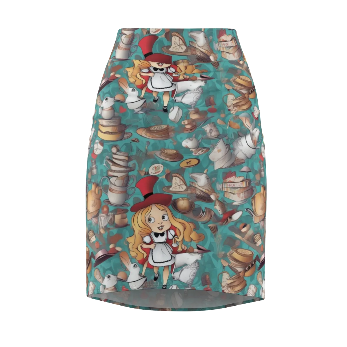 Wonderland Tea Party on Pencil Skirt — Front
