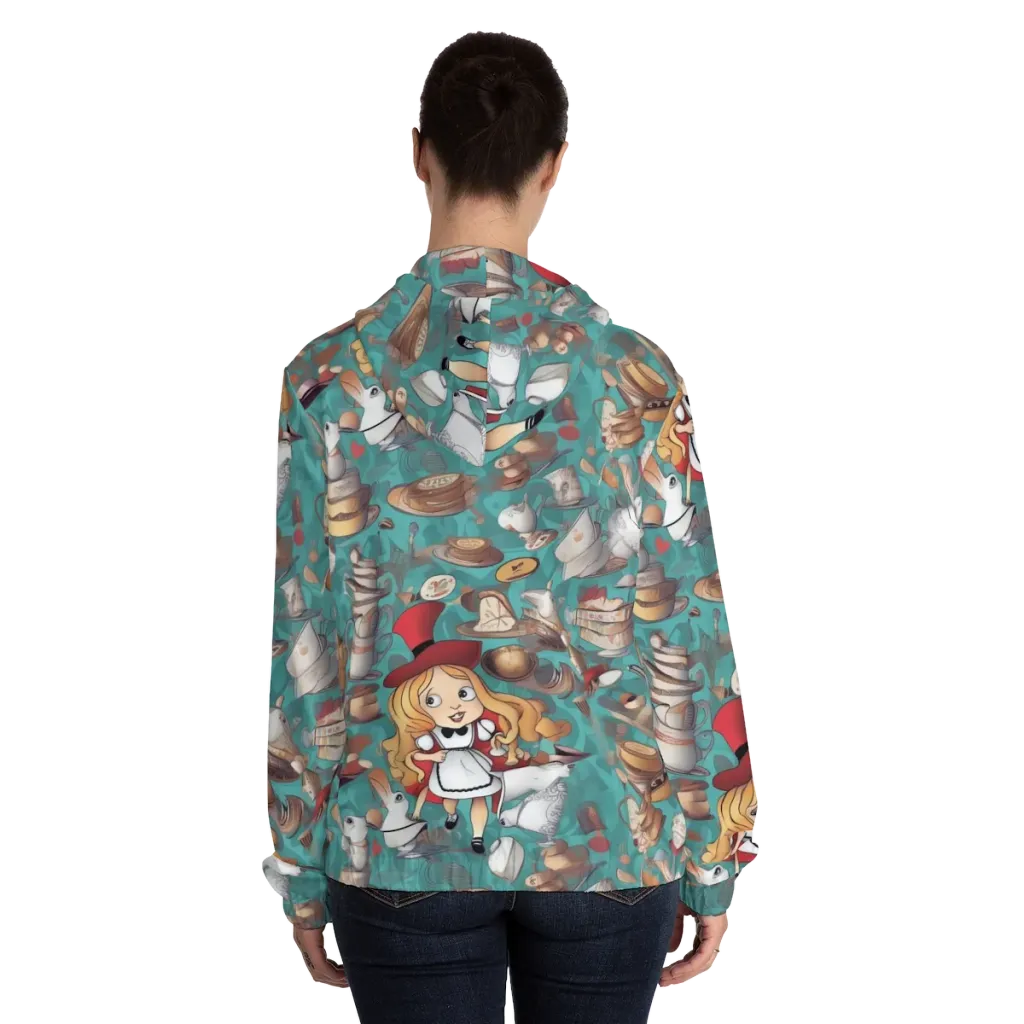 Wonderland Tea Party on Women's Full-Zip Hoodie — Back On Person