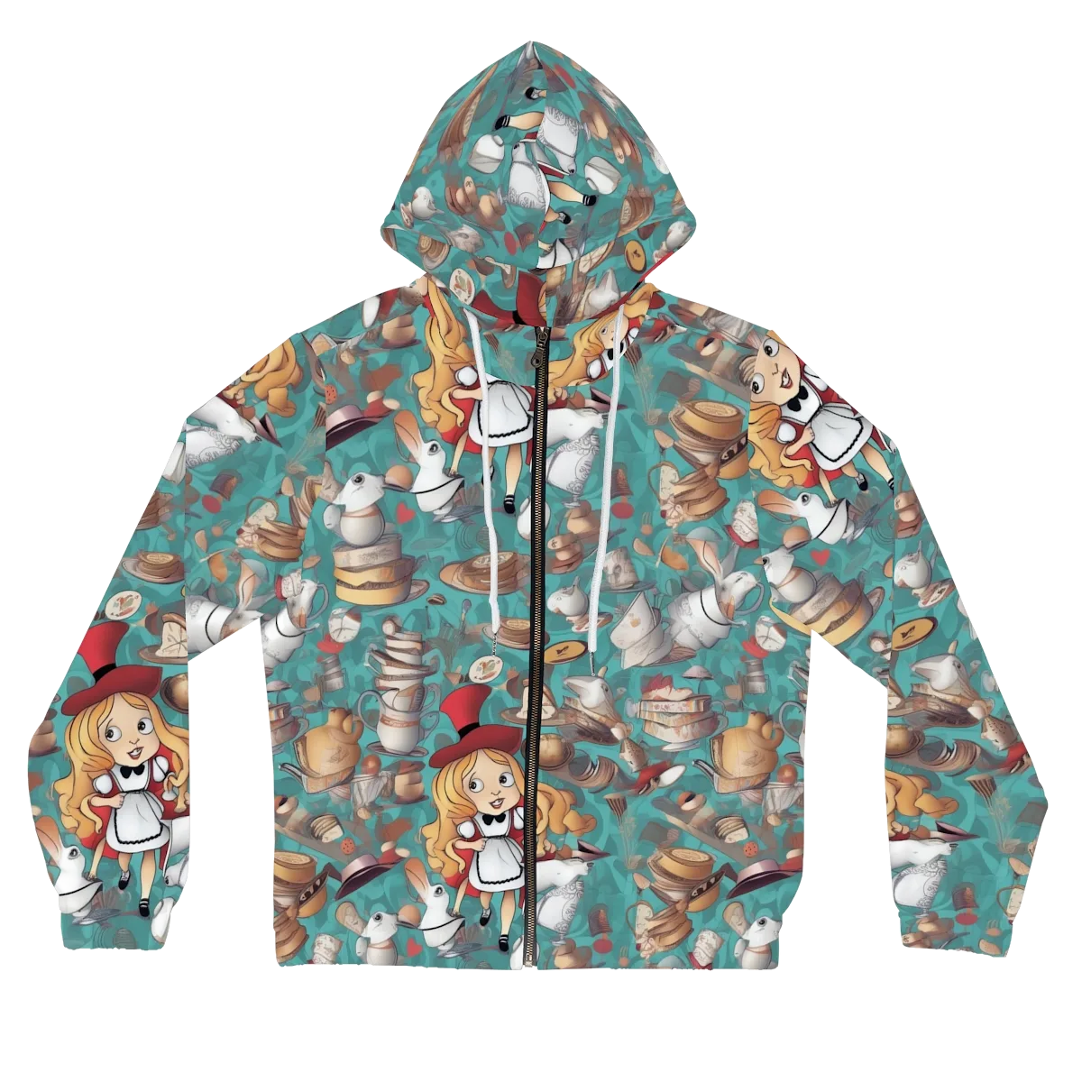 Wonderland Tea Party on Women's Full-Zip Hoodie — Front