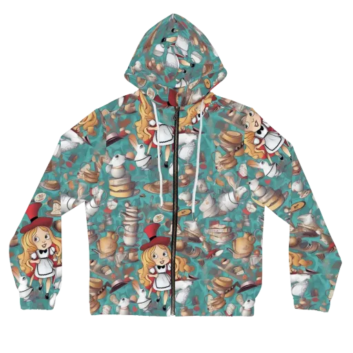 Wonderland Tea Party on a Women's Full-Zip Hoodie