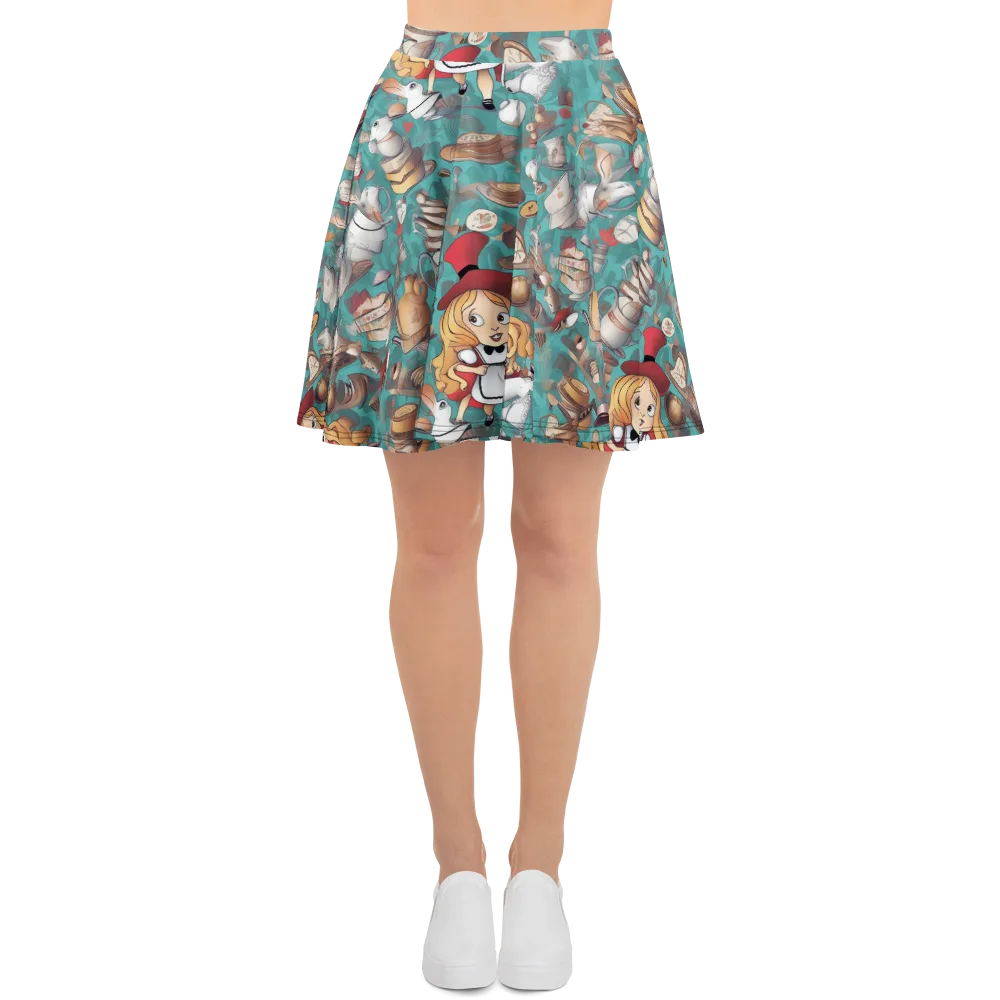 Wonderland Tea Party on Skater Skirt — Front