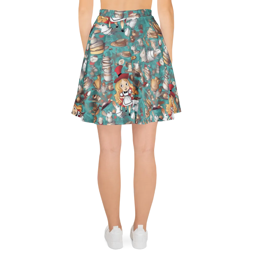 Wonderland Tea Party on Skater Skirt — Back