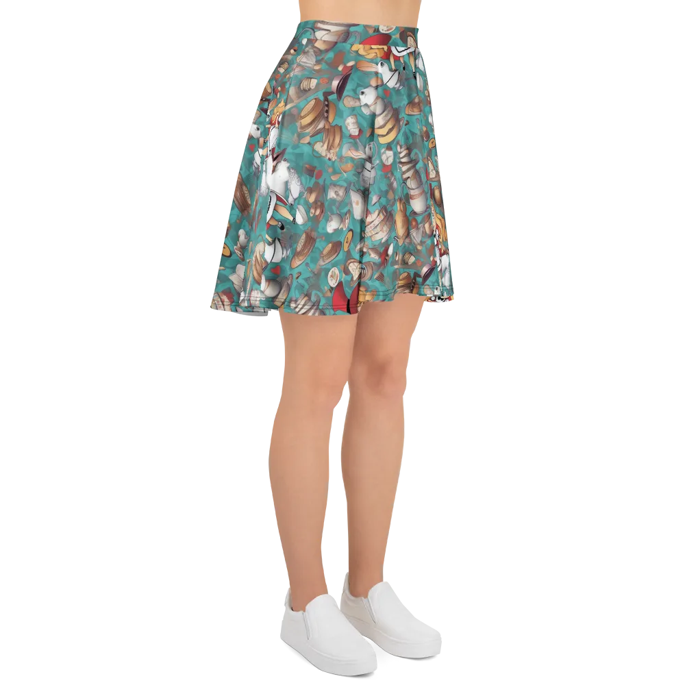 Wonderland Tea Party on Skater Skirt — Right