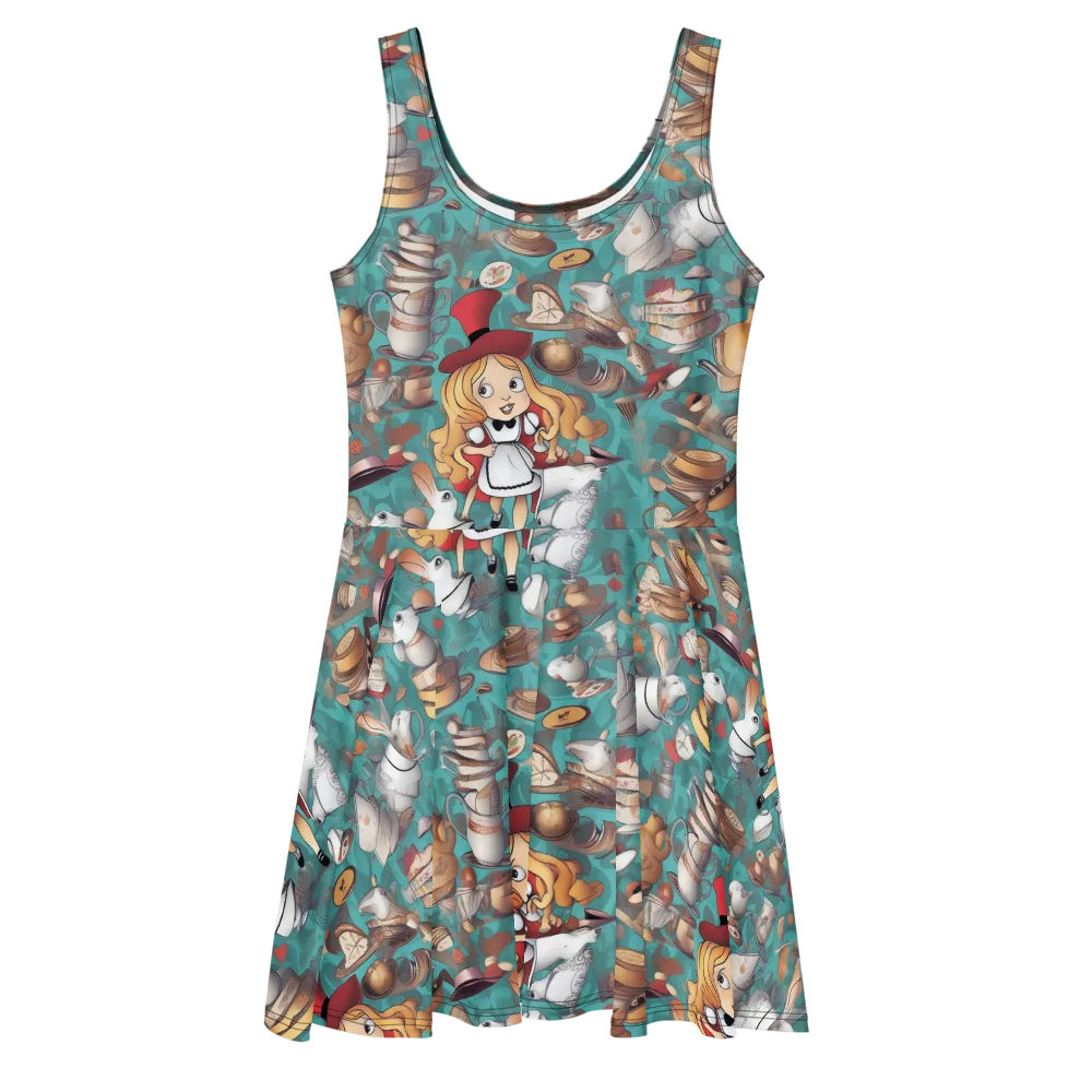Wonderland Tea Party on Skater Dress — Front