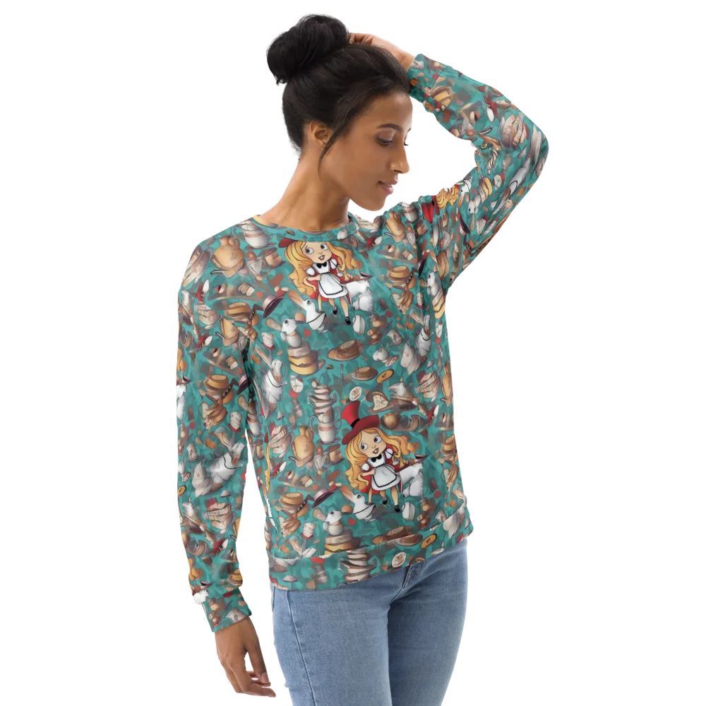 Wonderland Tea Party on Sweatshirt — Right Front