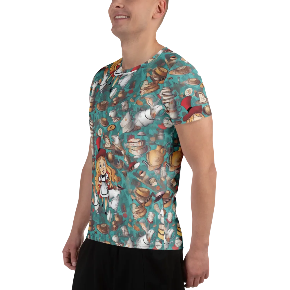 Wonderland Tea Party on Men's Athletic T-Shirt — Left