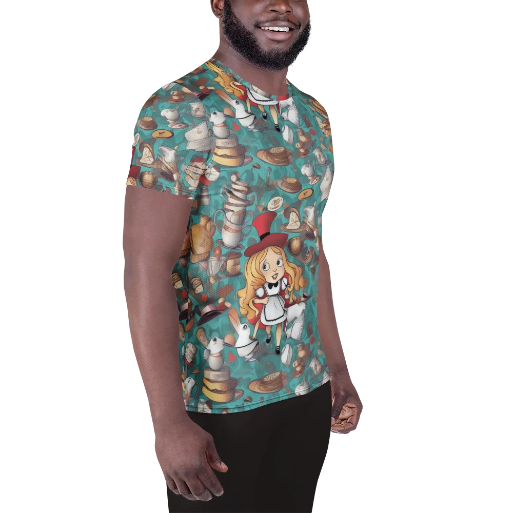 Wonderland Tea Party on Men's Athletic T-Shirt — Right