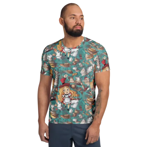 Wonderland Tea Party on a Men's Athletic T-Shirt