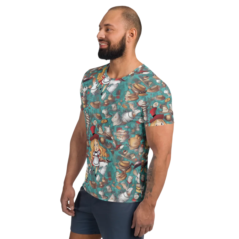 Wonderland Tea Party on Men's Athletic T-Shirt — Left