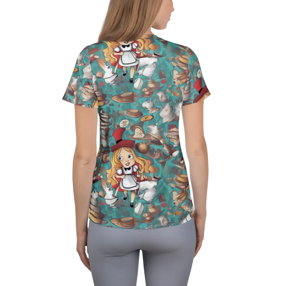 Wonderland Tea Party on Women's Athletic T-Shirt — Back