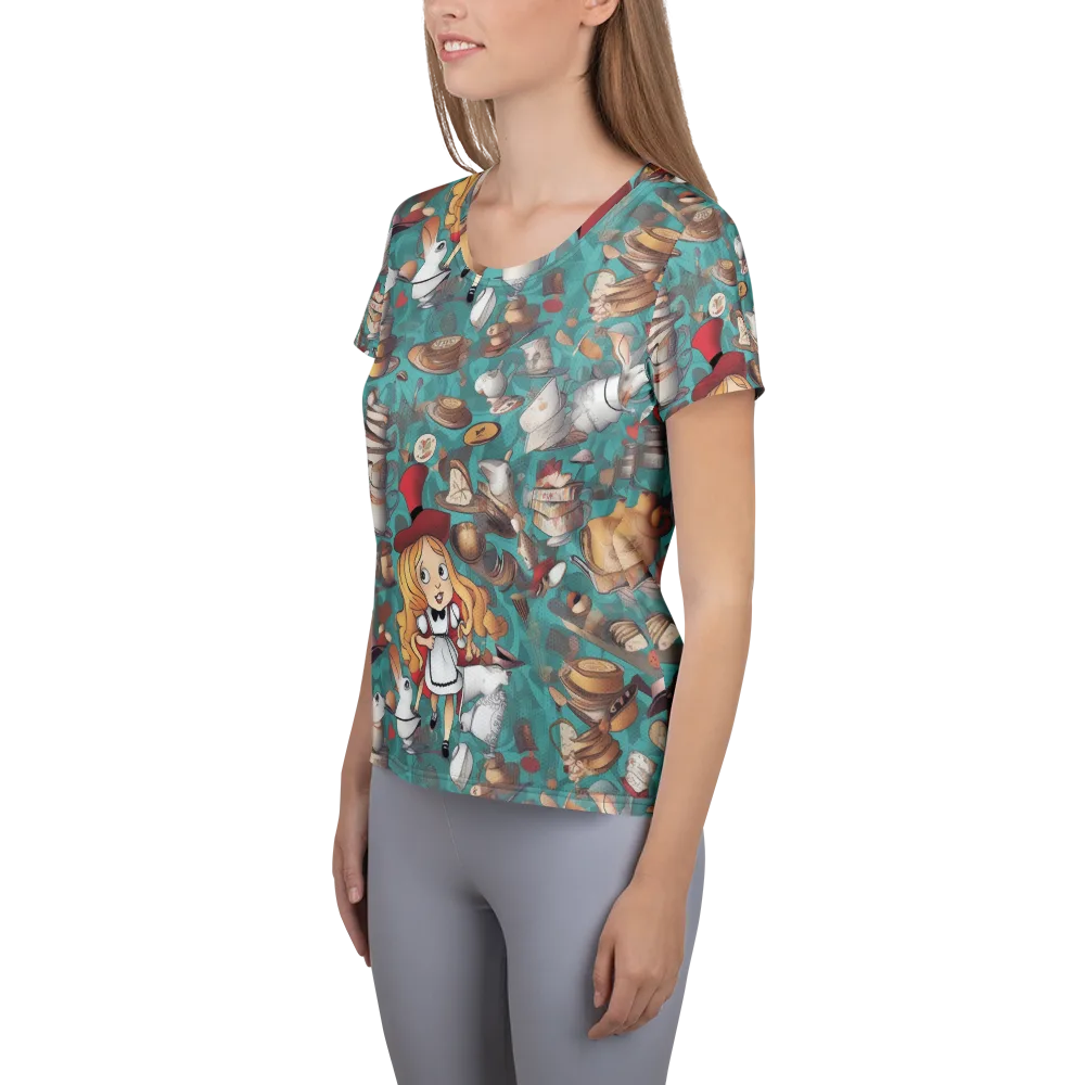 Wonderland Tea Party on Women's Athletic T-Shirt — Left