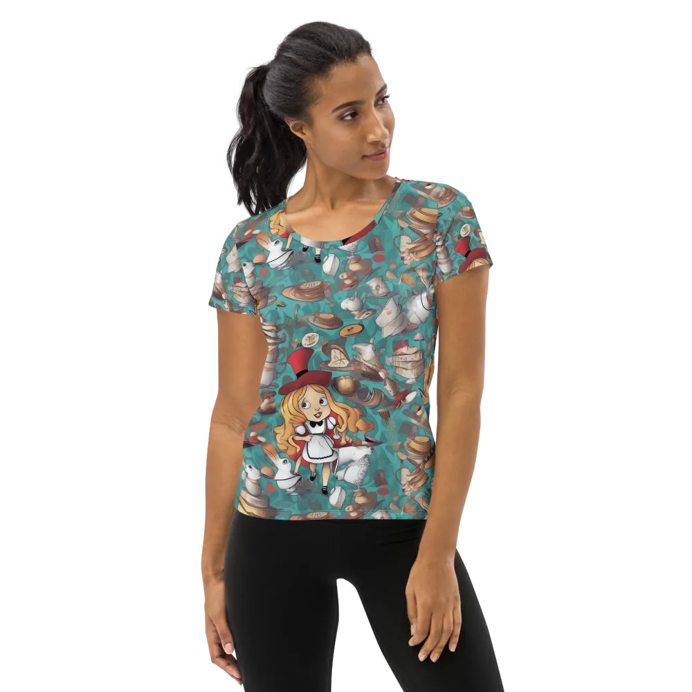 Wonderland Tea Party on Women's Athletic T-Shirt — Front