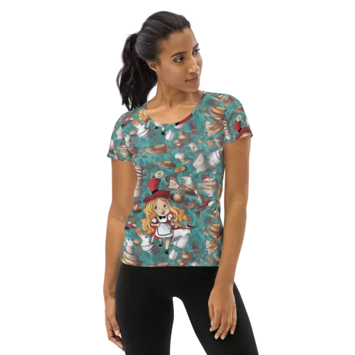 Wonderland Tea Party on a Women's Athletic T-Shirt