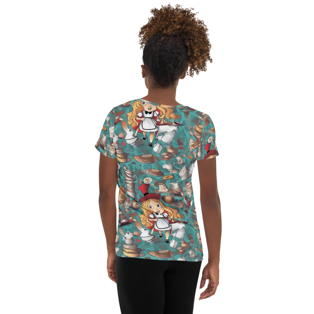 Wonderland Tea Party on Women's Athletic T-Shirt — Back