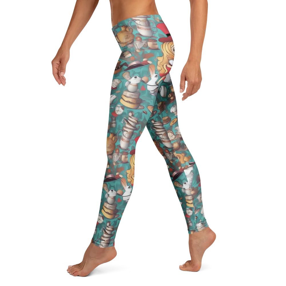 Wonderland Tea Party on Leggings — Left