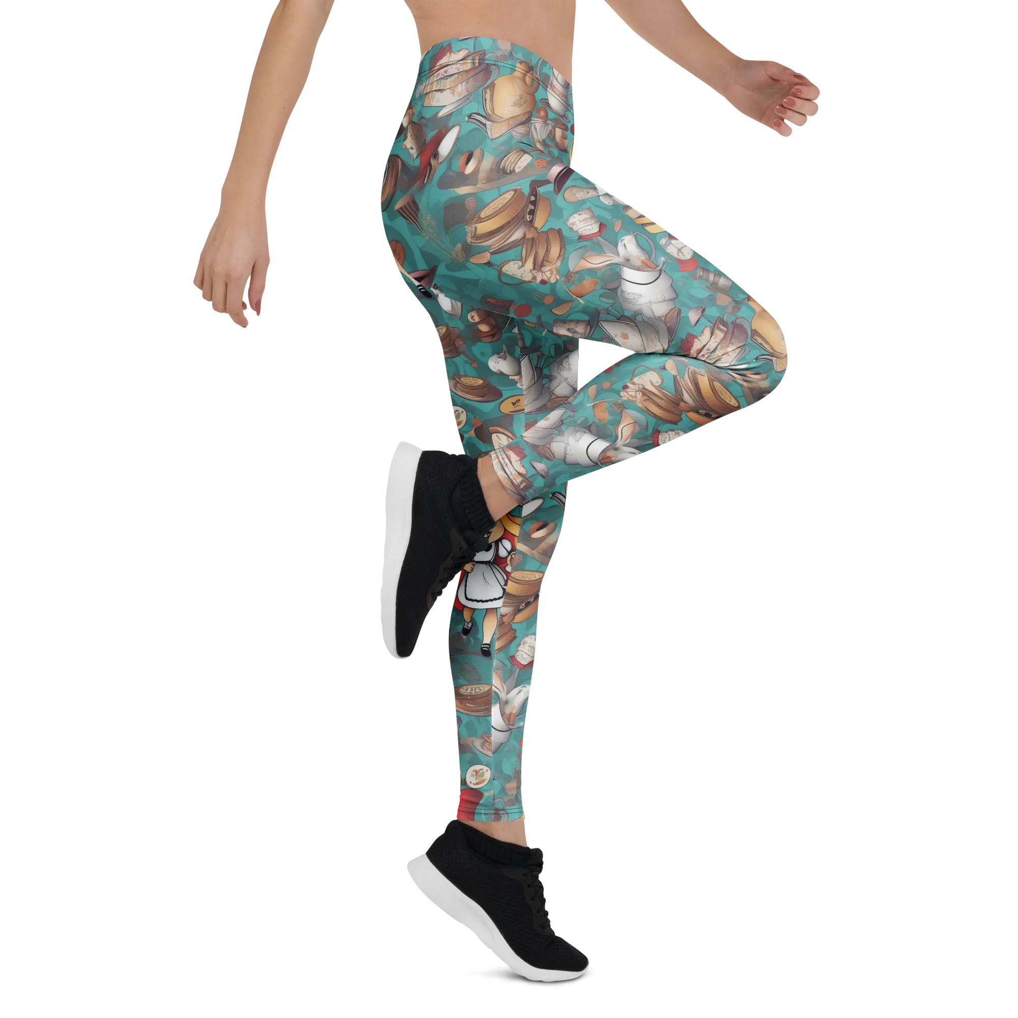Wonderland Tea Party on Leggings — Right
