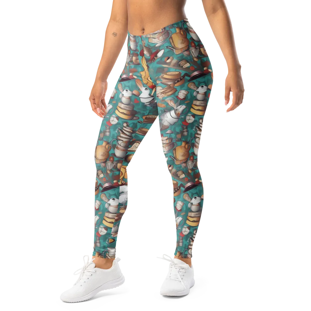 Wonderland Tea Party on Leggings — Left Front