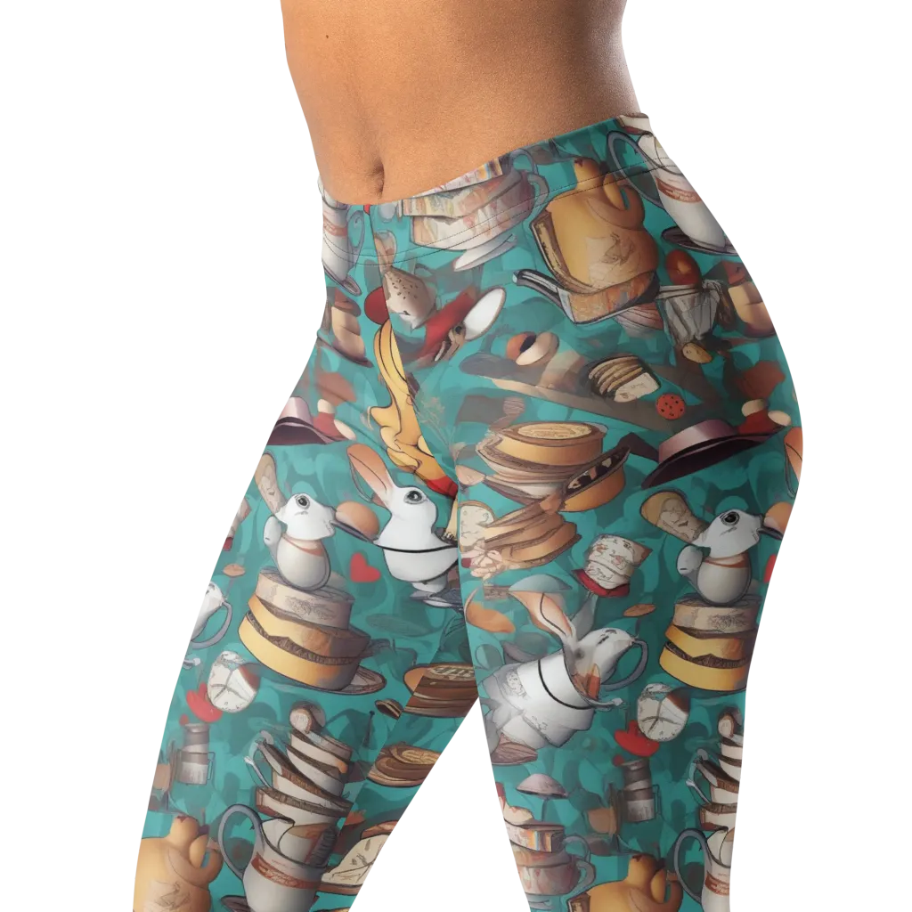 Wonderland Tea Party on Leggings — Left Front