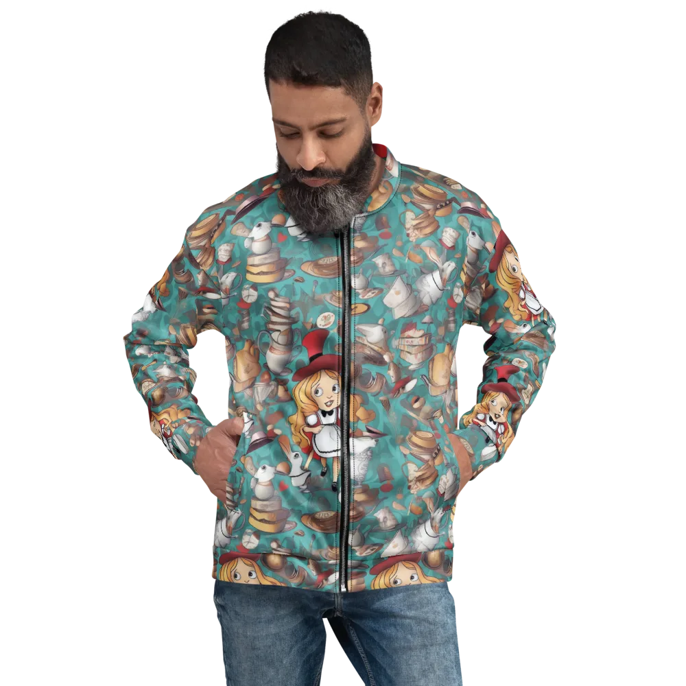 Wonderland Tea Party on Bomber Jacket — Front