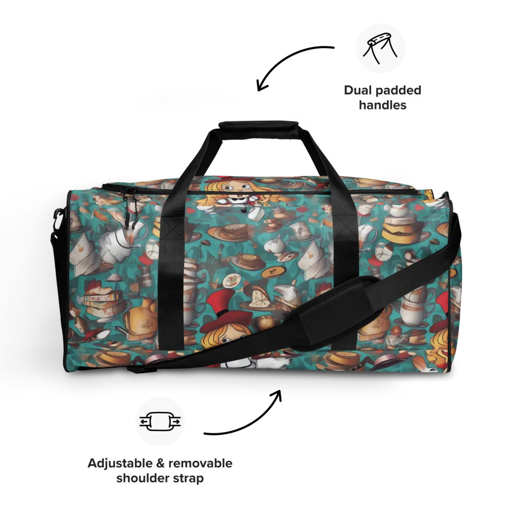 Wonderland Tea Party on Duffle Bag — Front