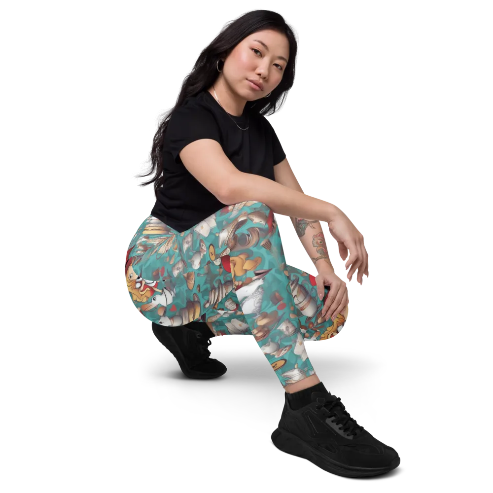 Wonderland Tea Party on Leggings with Pockets — Right Front