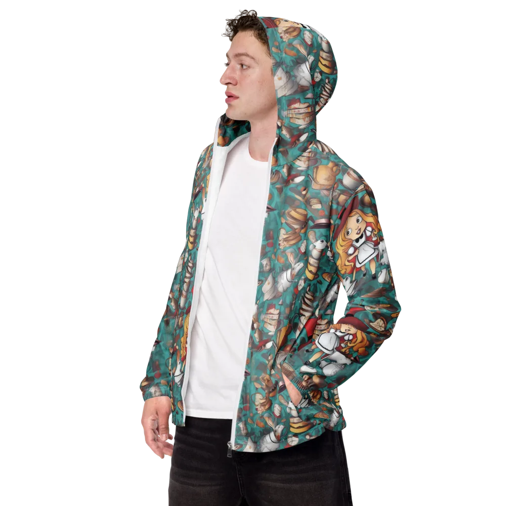 Wonderland Tea Party on Men's Windbreaker — Left Front