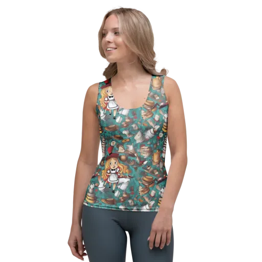 Wonderland Tea Party on a Women's Tank Top
