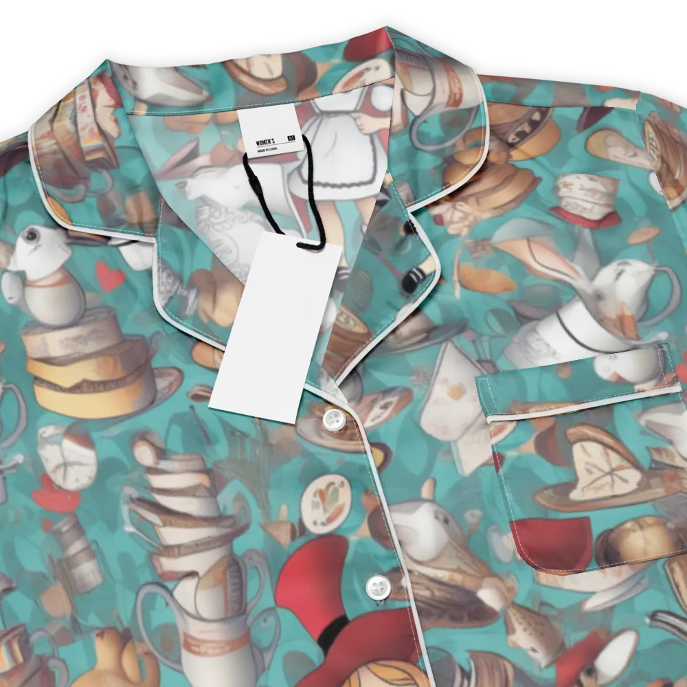 Wonderland Tea Party on Women's Short Sleeve Pajama Top — Product details