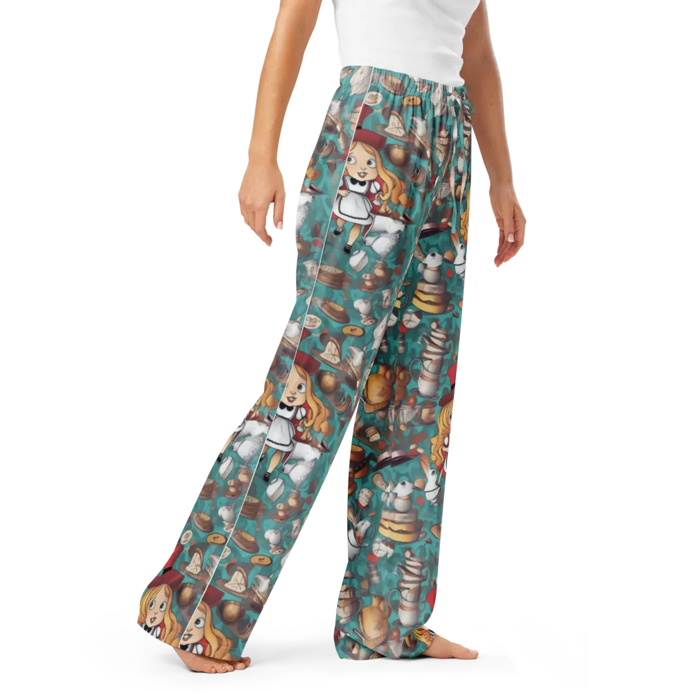 Wonderland Tea Party on Women's Pajama Pants — Right Front