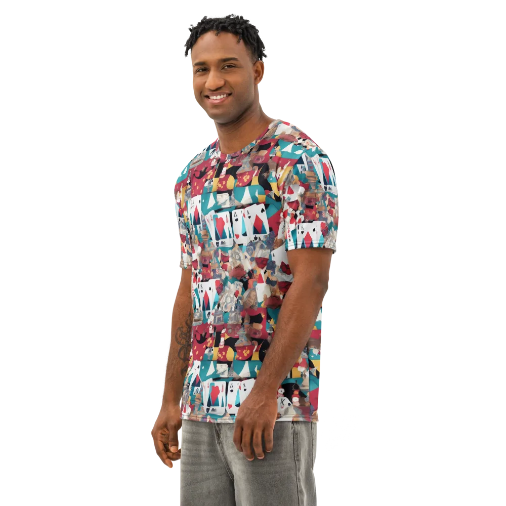 Carnival Solitaire on Men's Cotton Crew Neck T-Shirt — Left Front