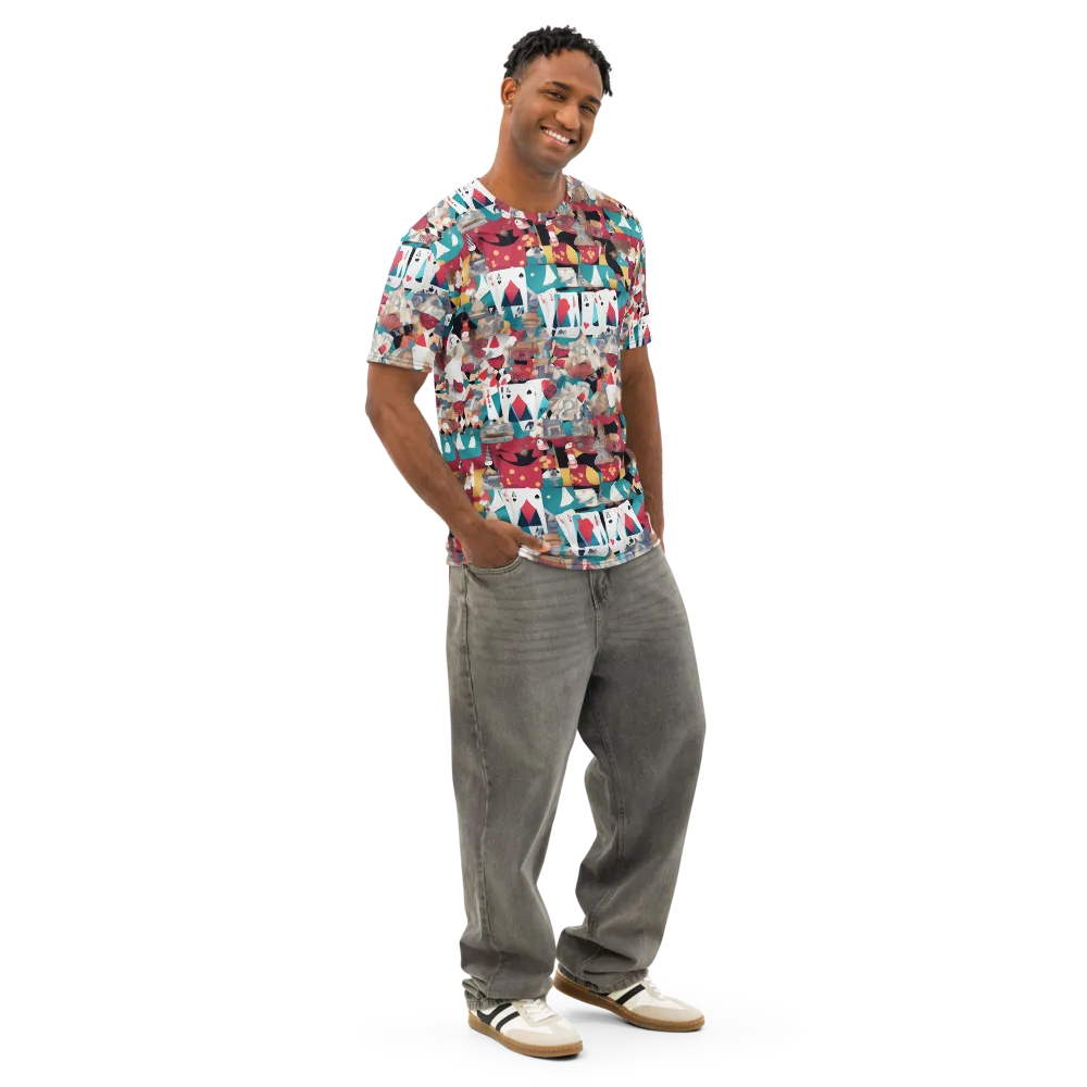 Carnival Solitaire on Men's Cotton Crew Neck T-Shirt — Right Front