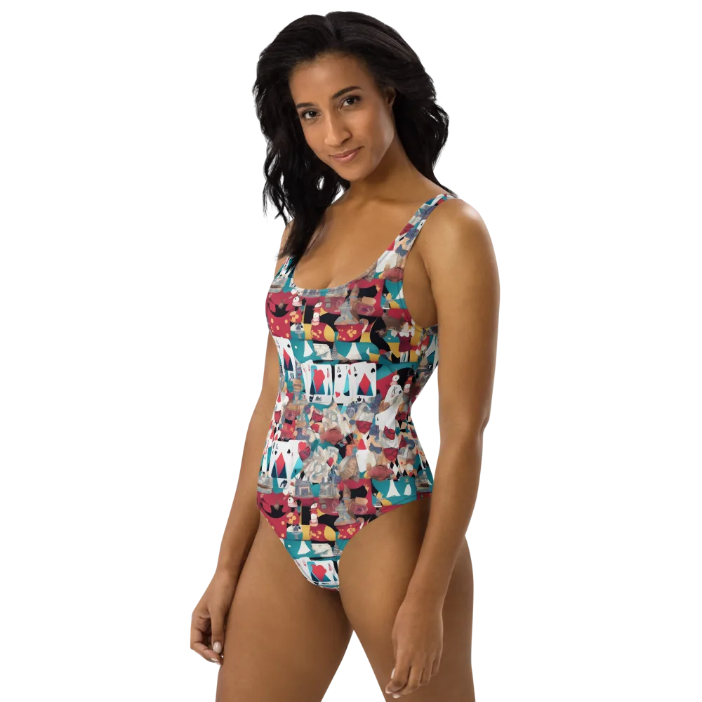 Carnival Solitaire on One-Piece Swimsuit — Left