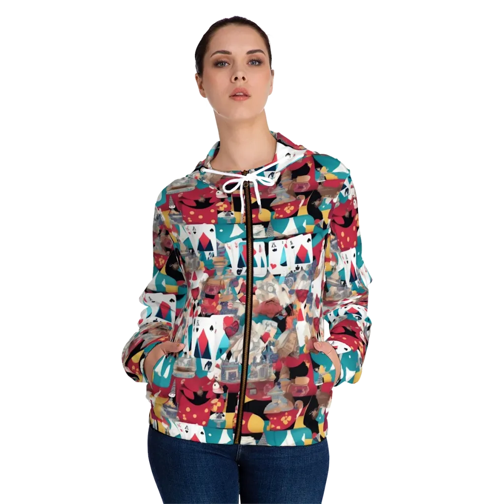 Carnival Solitaire on Women's Full-Zip Hoodie — Front On Person